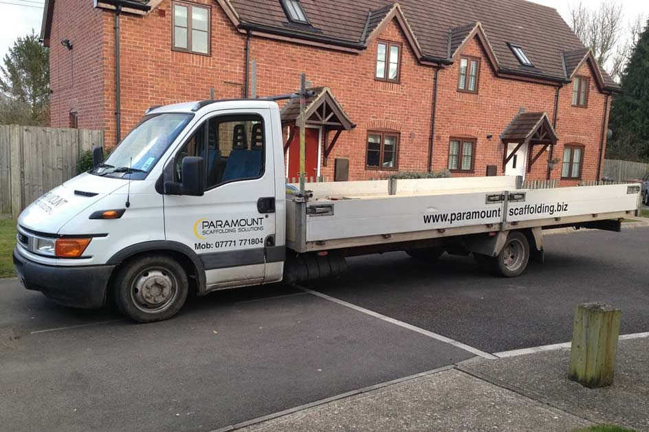 Paramount Scaffolding Solutions - long wheelbase sign written van